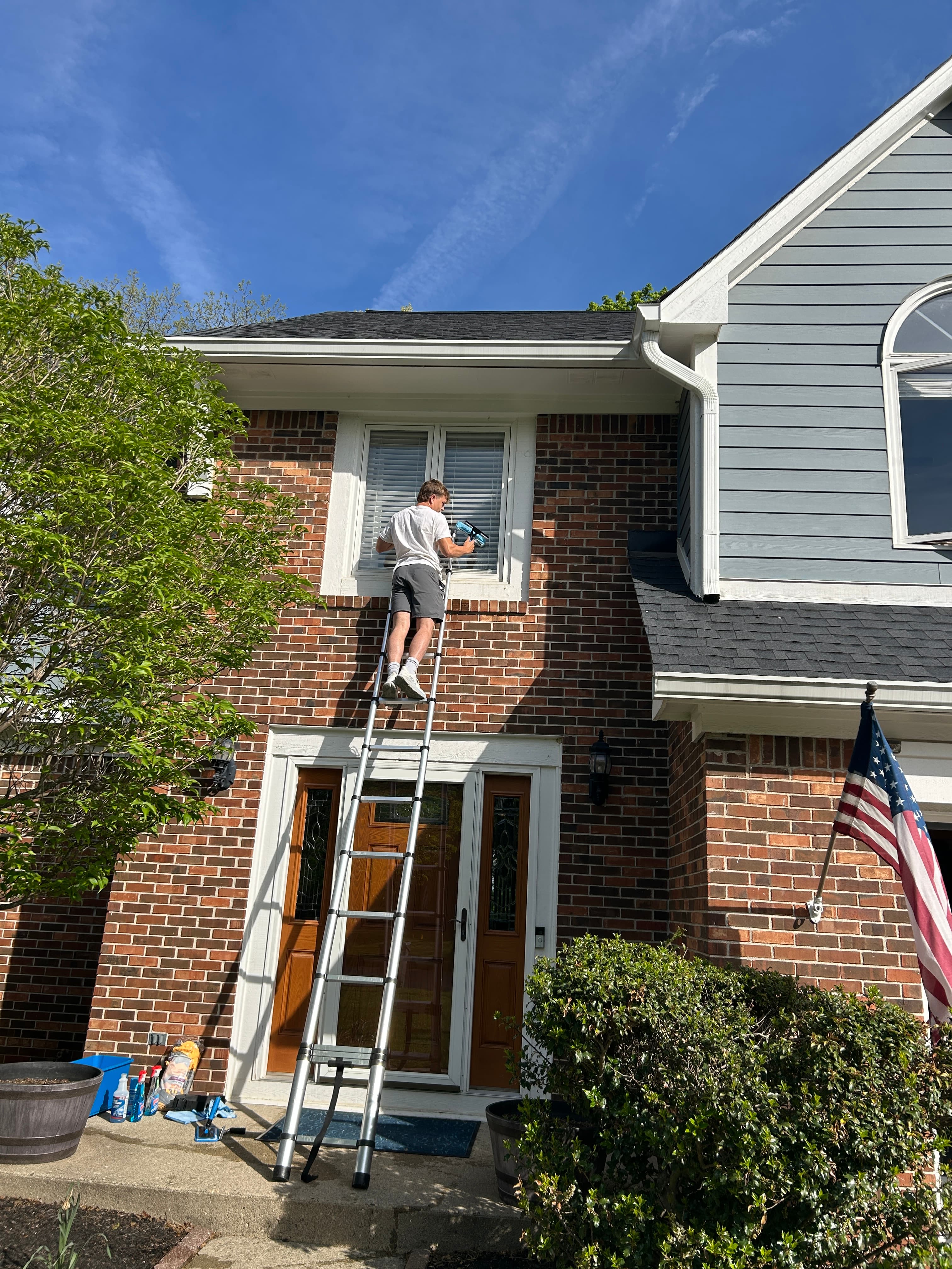 Window cleaning on Indiana home